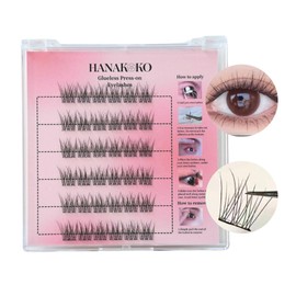Pestañas postizas autoadhesivas Hanakoko, pestañas postizas sin pegamento, extensiones de pestañas hechas a mano, pestañas reutilizables, sin pegamento, sin imanes, fácil extracción, kit de 10