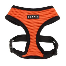 Puppia Soft Dog Harness No Choke Over-The-Head Triple Layered Breathable Mesh Adjustable Chest Belt and Quick-Release Buckle, Orange, Medium