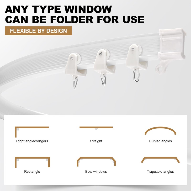 Flexible Bendable Ceiling Curtain Track, Ceiling Mount for Curtain Rail,Room
