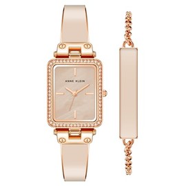 Anne Klein Women's Premium Crystal Accented Bangle Watch and Bracelet Set, AK/3898