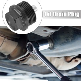 X AUTOHAUX 1 Set M24x1.5 Oil Drain Plug Magnetic Aluminum Sump Drain Nut Oil Drain Bolt with 5 Washer for Car Motorcycle Black