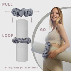 Yoga Mat Scrunchie – Stylish Yoga Mat Strap – Stretch-Fit for All Standard Mats – Lightweight, Travel-Friendly(Mat Excl.) (Blue)