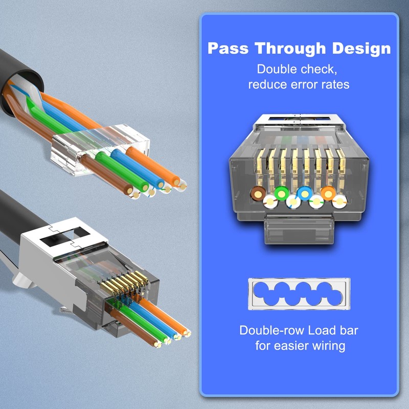 VCELINK Conectores RJ45 CAT7 CAT6A Negro Paquete de 10