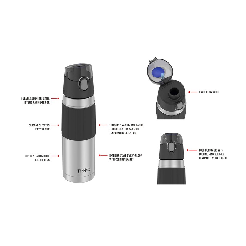 Thermos Stainless Steel Vacuum Insulated Hydration Bottle, 530ml, Red, 2465SKRAUS