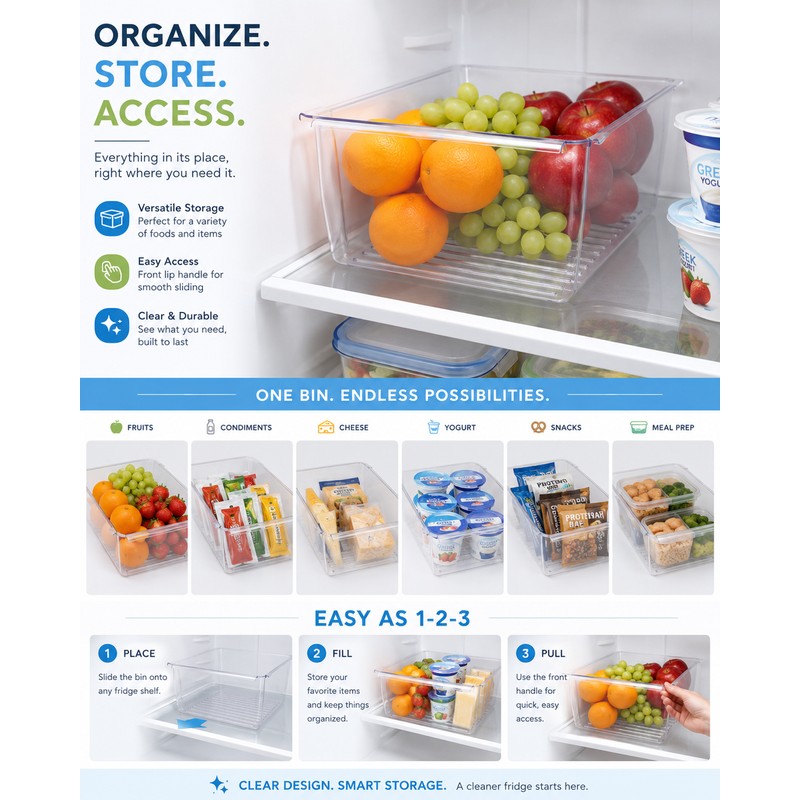 Replacement Refrigerator Crisper Drawer for 2188661 – Clear Plastic Storage