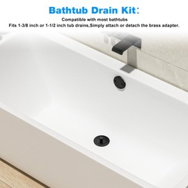 Matte Black Bathtub Drain Replacement Kit with Two-Hole Faceplate Drain Overflow Kit,Universal Watco/Moen Bathtub Conversion Kit,Tub Lift Rotate Trim Kit,Alternative Oil Rubbed Bronze Tub Drain