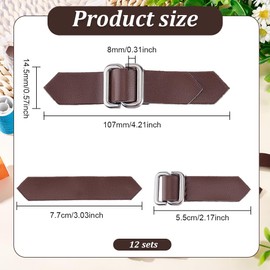 FINGERINSPIRE 12 Sets Leather Toggle Fasteners for Sewing On Coconut Brown PU Leather for Sewing Tab Fasteners Metal Clasps Sewing Accessories for Coats Jackets DIY Crafts