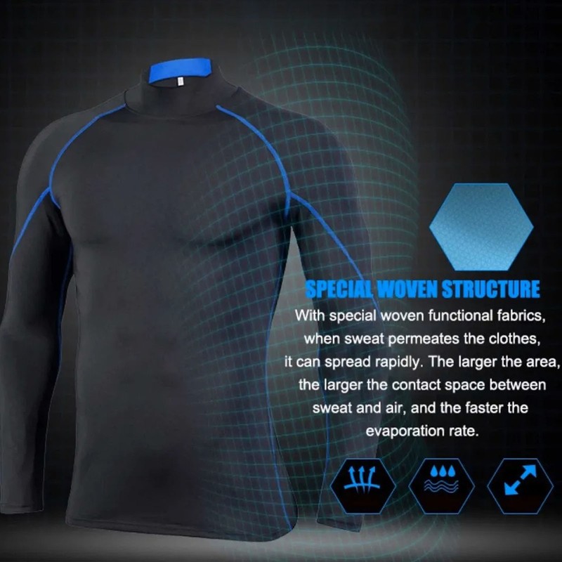 Men's High Elastic Compression Shirts Long Sleeves Sports Top for