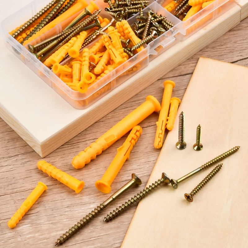 Board Anchor Screw Set, Set of 88, 6 Sizes, Drywall