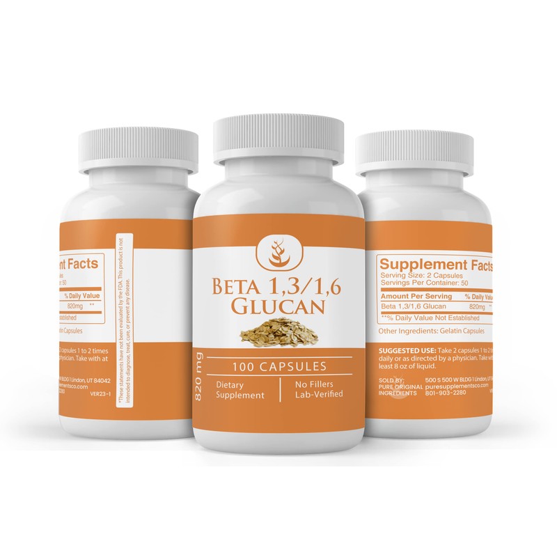 Pure Original Ingredients Beta Glucan 1,3/1,6, (100 Capsules) Always Pure,
