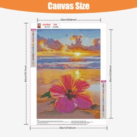 TOSTOG Diamond Painting for Adults, Flowers on the Beach Diamond Painting Kits Full Drill Pictures 5D DIY Diamond Painting Set 30 x 40 cm for Wall Decoration