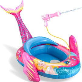 ASDGZD Kids Pool Floats with Water Gun, Mermaid Toddler Inflatable Pool Toys for Kids Age 3-8 Years Old, Summer Outdoor Water, Beach, Swimming Pool Toys Gift for Girls