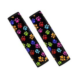 Wanyint Colorful Paw Print Car Seat Belt Pads Dog Puppy Paws Footprint Travel Seat Belt Cushion Seatbelt Strap Shoulder Protector for Women Girls Men Boys