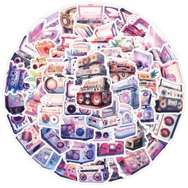 50 Packs Sound Stickers Water Bottles Laptop Phone Computer Guitar Skateboard Sound Vinyl Sticker Waterproof Aesthetic Trendy Decals for Kids Teens Girls Adults