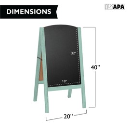 Ilyapa Wooden A-Frame Chalkboard Signs with Rounded Top - 20 x 40 Inches Turquoise Seafoam Sidewalk Chalkboard - Sturdy Freestanding 20x40 Menu Display for Restaurant, Business or Wedding