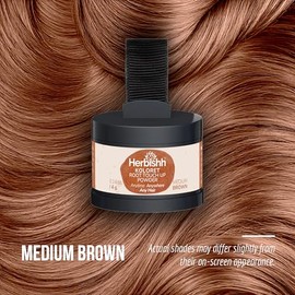 Herbishh Hair Root Touch-Up Powder For Women & Men Medium Brown 4 gm, Instant Root Cover Up for Gray Coverage, Hairline Concealer for Thinning Hair & Bald Spots