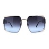 SA106 Off Set Rimless Retro Mobster Unique Side Lens Rectangle