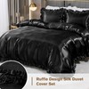 Guchuang Bedding Black Silk Ruffle Bedding Set Luxury Duvet Cover