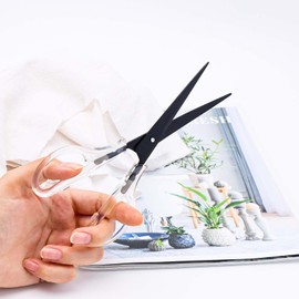 AxeWoodz Black Office Scissors 6.5 Inch Acrylic Scissors Craft Scissor Stainless Steel Blade with Clear Acrylic Handle All Purpose Shears