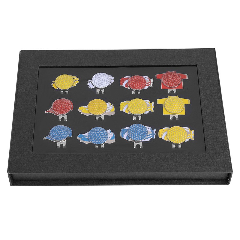 12pcs Stainless Steel Magnetic Hat Clip with Golf Ball Marker