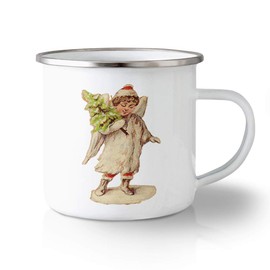 Unbreakable Travel Mug 10 Ounces Angel White Coat Holds Christmas Tree B Aluminum Tea Cup Design Only