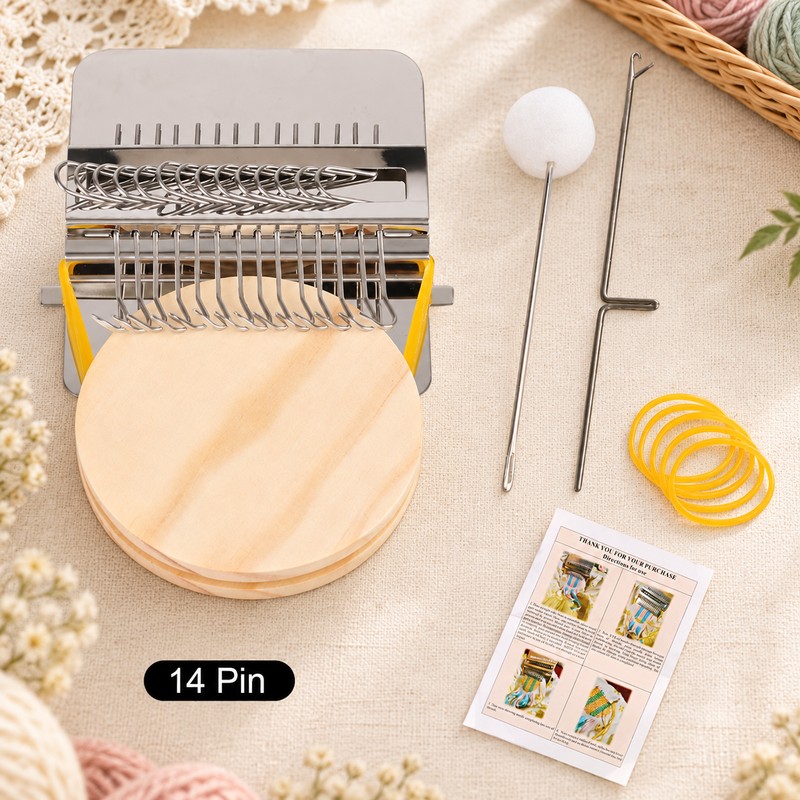 14 / 28-Hook Mini Darning Loom Kit for Clothing Repair