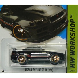 Hot Wheels Then and Now 2014 Hw Workshop Black Nissan Skyline Gt-R (R34) 230/250