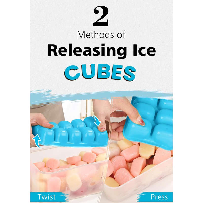 DOQAUS Ice Cube Tray with Lid and Bin - 4