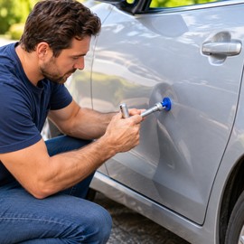 Car Dent Repair Puller Kit with T-Handle & 18 Glue Tabs, Paintless Dent Removal Tool for Auto Body Panels