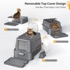 HEGGCOOE Enclosed Stainless Steel Cat Litter Box with Lid，XL Large