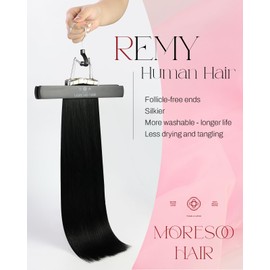 Moresoo Tape Extensions Real Hair 40 Pieces 100 g Hair Tapes Real Hair #1 Black Invisible Tape Extensions 20 Inches 50 cm