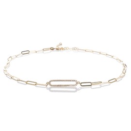 namana Gold Chain Choker Necklaces for Women and Teenage Girls, Elegant Gold Link Necklace for Women set Cubic Zirconia Stones, Gold Jewellery Gifts for Women