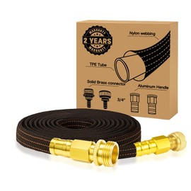 10FT Lightweight Garden Hose,Flexible Water Hose with Solid Brass Head,Kink-Free,Collapsible Hose,High Pressure Flat Water Hose for RV,Boat,Car Wash,Garden,Yard,Camper,Outdoor (OrangeBlack, 10 feet)