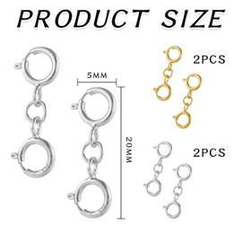 4 Pieces Connecting Buckle, Spring Double Head Piston Buckle, Necklace and Bracelet Extension Buckle, Jewelry Tail Buckle, DIY Jewelry Connecting Buckle, Double Head Ring Buckle