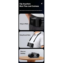 ANYPOWK Portable Personal Waist Fan, 10000mAh Rechargeable Battery Operated Multifunctional Waist Fan for Outdoor Work, Camping & Hiking - Black