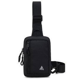 Ruijng Sling Chest Crossbody Bag for Men & Women - Waterproof Chest Bag with Double Pockets, Ideal for Jogging, Hiking, Fitness & Outdoor Activities, black, Unit size