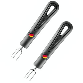Westmark 281422E3 281422E3 3-Prong Carved Potato Forks - Ideal for Holding Hot Potatoes, Length 15.9 cm Each, Stainless Steel/Plastic - Black