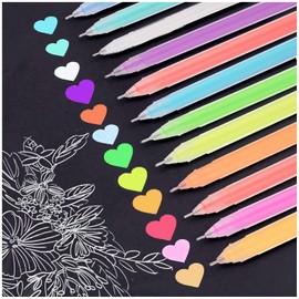 HUJUGAKO Pastel Gel Pens,24 Color Gel Pens Sets with 150% More Ink for Adults Coloring Books Black Paper Drawing Doodling Crafts Scrapbooks Bullet Journaling
