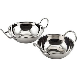 Genware NEV-BD13 Stainless Steel Balti Dish with handle, 5"