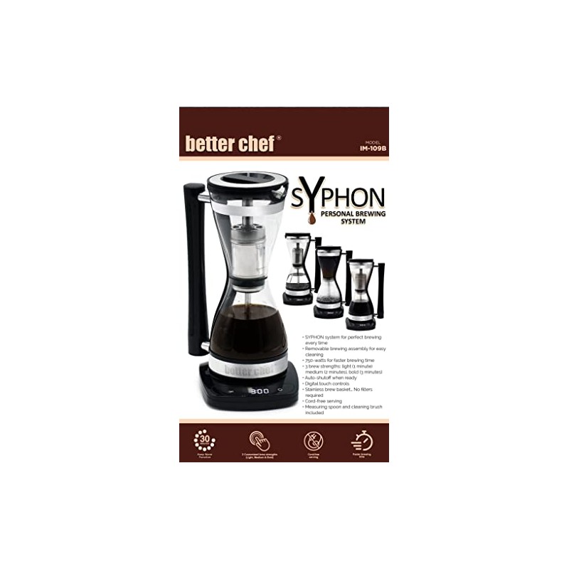 Better Chef Electric Siphon Coffee Maker | 8 oz Single