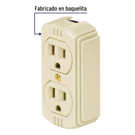 Volteck Contacto Doble Sobreponer Aterrizado Economica Voltech 46103 Color Blanco
