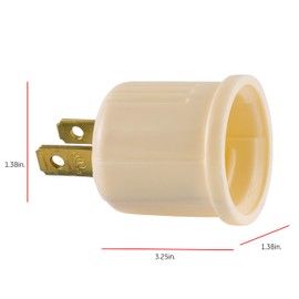 GE, Converts Lamp, Perfect for Workshop, Garage or Utility Room, Polarized Plug, UL Listed, Light Almond, 54173, Outlet to Socket Adapter