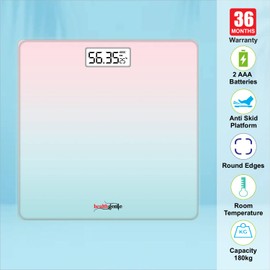 Healthgenie Weight Machine for Body Weight With 3 Yrs Warranty & Thick Tempered Glass LCD Display Digital Weighing Machine (Pastel Shade) HD-221