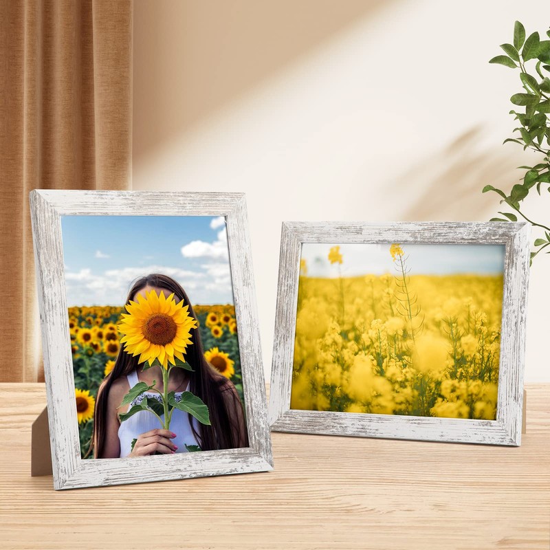 PETAFLOP 8x10 Picture Frame Set of 7, Distressd Rustic Frames