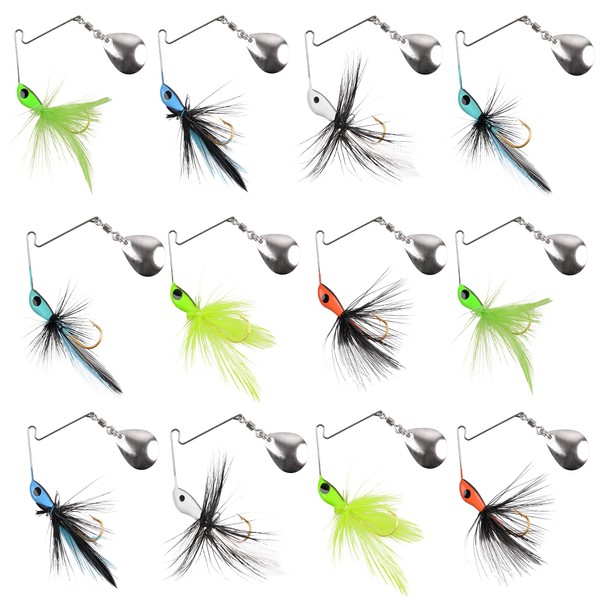 Spinner Lure, Spinner Lure, Topwater, Tube Fishing, Trout, Stream, Fly Fishing Lures Set, 6/12 Pieces, Approx. 0.08 oz (2 g), 6 Colors