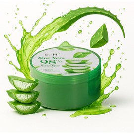 by.H Gel De Aloe Vera Orgánico Para Piel Y Cuerpo - Frasco Grande. Hidratante Natural Para El Hogar, Ideal Para Piel Y Quemaduras Solares, Eficaz Para Después Del Sol, Fórmula No Grasa Hecho En