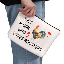 G2TUP Rooster Lover Gift Who Loves Roosters Makeup Bag Farmhouse Rustic Lover Cosmetic Bag Rooster Mama Gift (Who Loves Roosters MB)