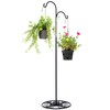 Blulu 34-55 Inch Adjustable Black Iron Shepherd Hook with Base