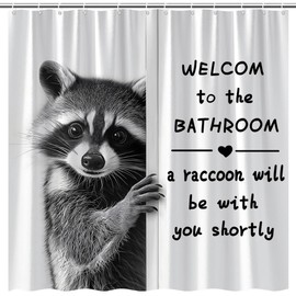 Funny Raccoon Shower Curtain Welcome to the Bathroom Polyester 70"x70"