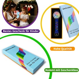 Delycazy Children's Watch Girls Boys, Children's Watch Learning Watch Analogue Children's Watch Learning Watch with Time Learning Exercises, High-Quality Quartz Movement, darkblue, Bracelet